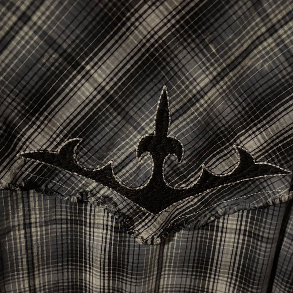 Rock 47 Men's Blue Plaid Casual Button Down Shirt - Picture 6 of 6